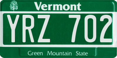 VT license plate YRZ702