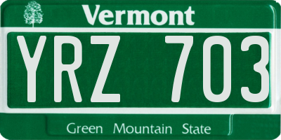VT license plate YRZ703
