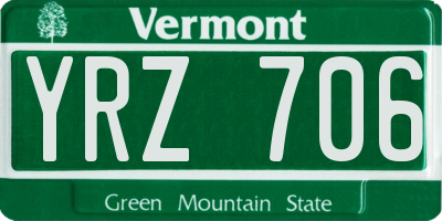 VT license plate YRZ706