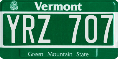 VT license plate YRZ707