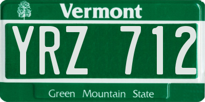 VT license plate YRZ712