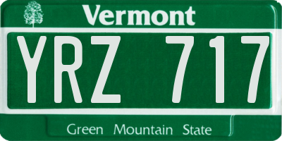 VT license plate YRZ717