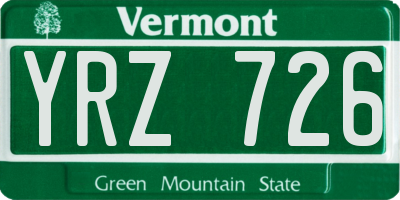 VT license plate YRZ726
