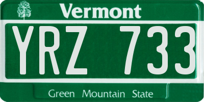 VT license plate YRZ733