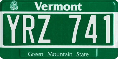 VT license plate YRZ741