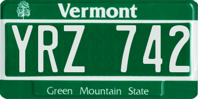VT license plate YRZ742