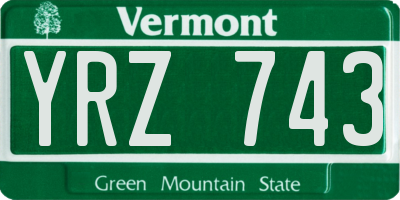 VT license plate YRZ743