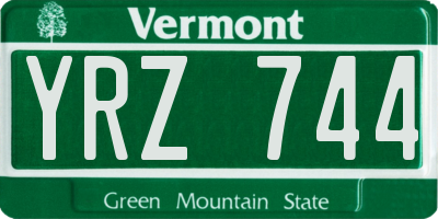 VT license plate YRZ744