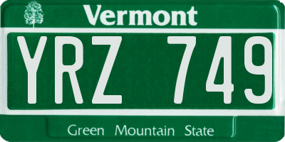 VT license plate YRZ749