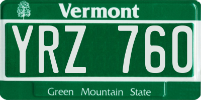 VT license plate YRZ760