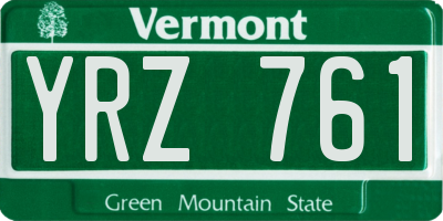 VT license plate YRZ761