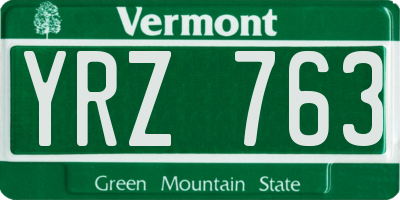 VT license plate YRZ763