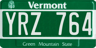 VT license plate YRZ764