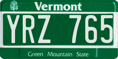 VT license plate YRZ765
