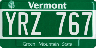 VT license plate YRZ767