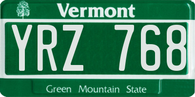 VT license plate YRZ768