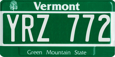 VT license plate YRZ772