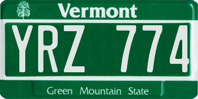 VT license plate YRZ774