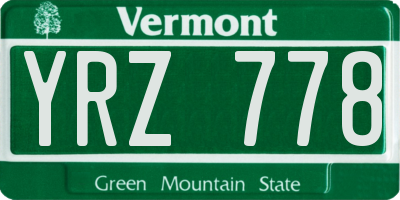 VT license plate YRZ778