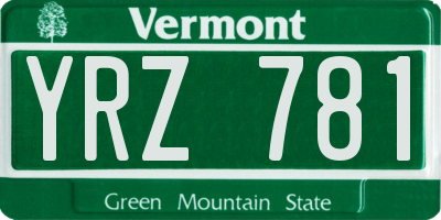 VT license plate YRZ781
