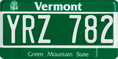 VT license plate YRZ782