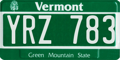 VT license plate YRZ783