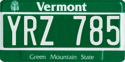 VT license plate YRZ785