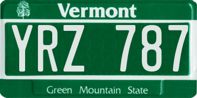 VT license plate YRZ787