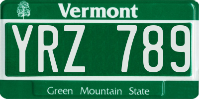 VT license plate YRZ789