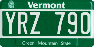 VT license plate YRZ790