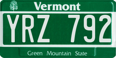 VT license plate YRZ792