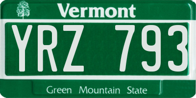 VT license plate YRZ793