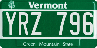 VT license plate YRZ796