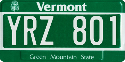 VT license plate YRZ801