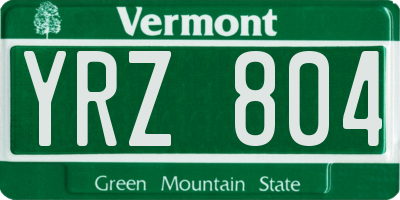 VT license plate YRZ804