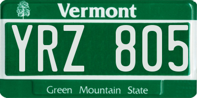 VT license plate YRZ805