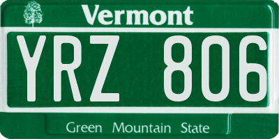 VT license plate YRZ806