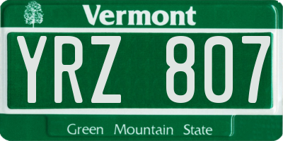 VT license plate YRZ807
