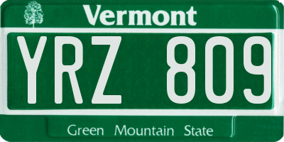 VT license plate YRZ809