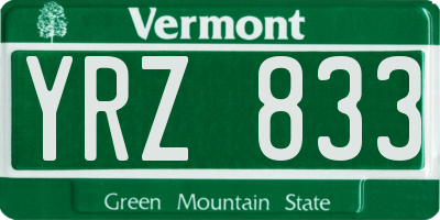 VT license plate YRZ833