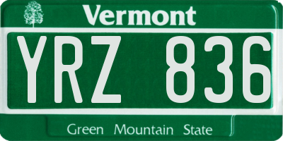 VT license plate YRZ836