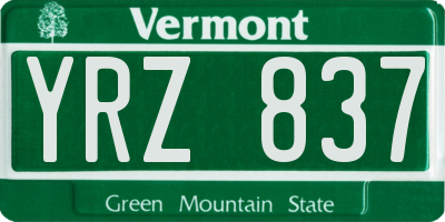 VT license plate YRZ837