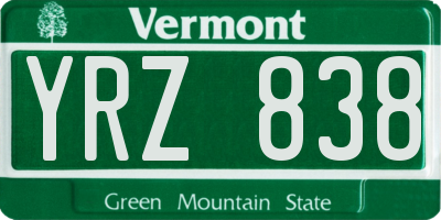 VT license plate YRZ838