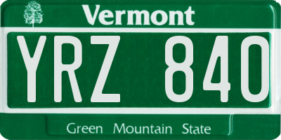 VT license plate YRZ840