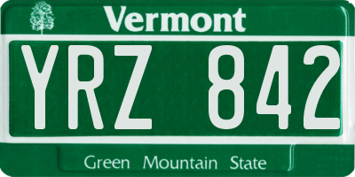 VT license plate YRZ842