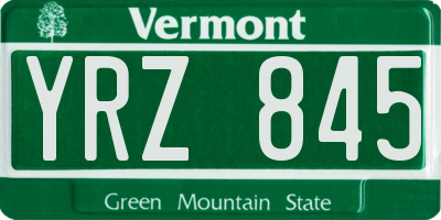 VT license plate YRZ845