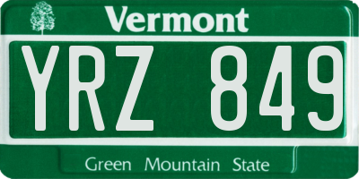 VT license plate YRZ849