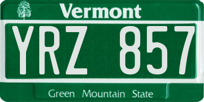 VT license plate YRZ857