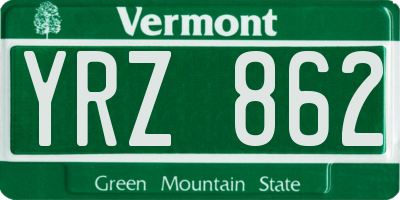 VT license plate YRZ862