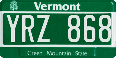 VT license plate YRZ868